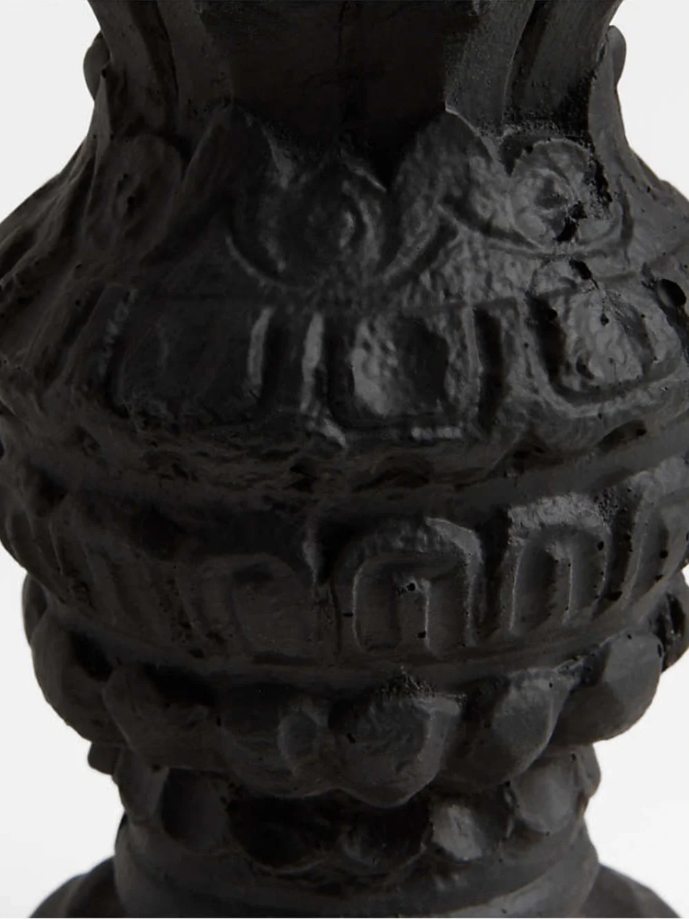 New! Crate&Barrel Black Carved Decorative Candle Holder